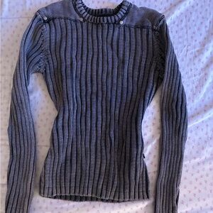 Elegant Charcoal Women's Ribbed Sweater